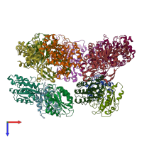 PDB entry 2x31 coloured by chain, top view.