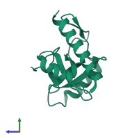 PDB entry 2x35 coloured by chain, side view.