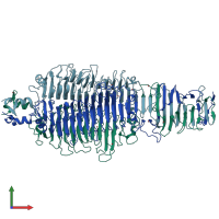 PDB entry 2x3h coloured by chain, front view.