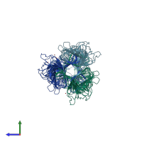PDB entry 2x3h coloured by chain, side view.