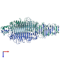 PDB entry 2x3h coloured by chain, top view.