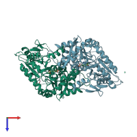 PDB entry 2x3l coloured by chain, top view.