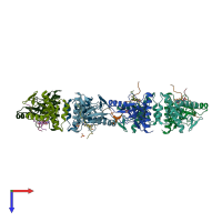 PDB entry 2x4y coloured by chain, top view.