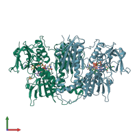 PDB entry 2x50 coloured by chain, front view.