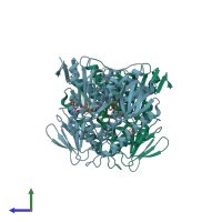 PDB entry 2x50 coloured by chain, side view.