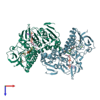 PDB entry 2x50 coloured by chain, top view.