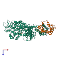 PDB entry 2x51 coloured by chain, top view.