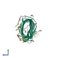 PDB entry 2x55 coloured by chain, side view.