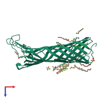 PDB entry 2x55 coloured by chain, top view.