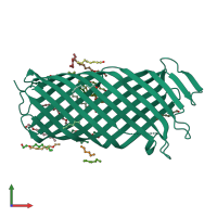 PDB entry 2x56 coloured by chain, front view.