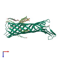 PDB entry 2x56 coloured by chain, top view.