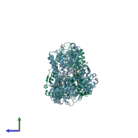 PDB entry 2x58 coloured by chain, side view.