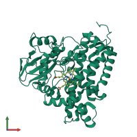 PDB entry 2x5l coloured by chain, front view.