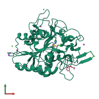 PDB entry 2x5x coloured by chain, front view.