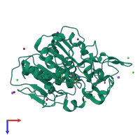 PDB entry 2x5x coloured by chain, top view.