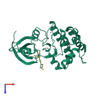 PDB 2x6e coloured by chain and viewed from the top.
