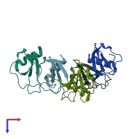 PDB entry 2x6l coloured by chain, top view.