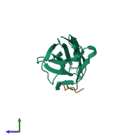 PDB entry 2x6m coloured by chain, side view.