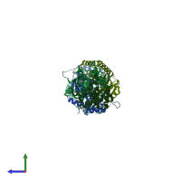 PDB entry 2x6n coloured by chain, side view.