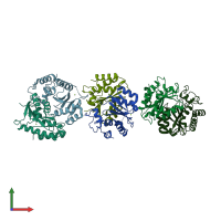PDB entry 2x6s coloured by chain, front view.
