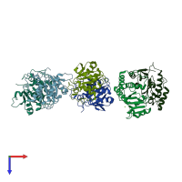 PDB entry 2x6s coloured by chain, top view.