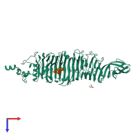 PDB entry 2x6x coloured by chain, top view.