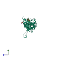 PDB entry 2x6y coloured by chain, side view.