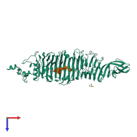 PDB entry 2x6y coloured by chain, top view.