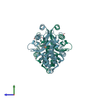 PDB entry 2x71 coloured by chain, side view.