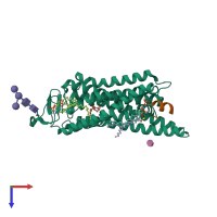 PDB entry 2x72 coloured by chain, top view.