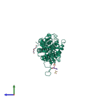 PDB entry 2x75 coloured by chain, side view.