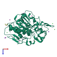 PDB entry 2x76 coloured by chain, top view.