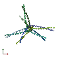 PDB entry 2x7a coloured by chain, front view.