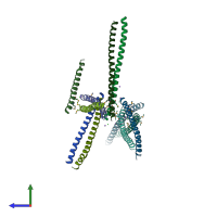 PDB entry 2x7a coloured by chain, side view.