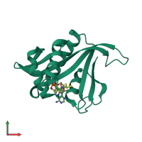PDB entry 2x7b coloured by chain, front view.
