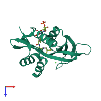 PDB entry 2x7b coloured by chain, top view.