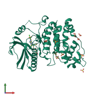 Monomeric assembly 1 of PDB entry 2x7g coloured by chemically distinct molecules, front view.