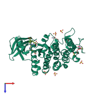 PDB entry 2x7g coloured by chain, top view.