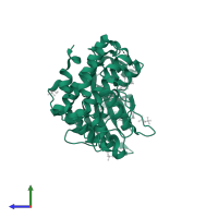 SRSF protein kinase 2 in PDB entry 2x7g, assembly 1, side view.