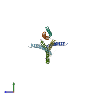 PDB entry 2x7r coloured by chain, side view.