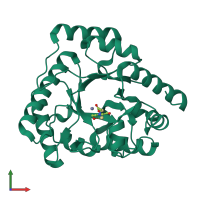 PDB entry 2x7w coloured by chain, front view.