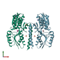 PDB entry 2x7x coloured by chain, front view.