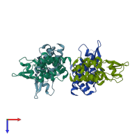 PDB entry 2x82 coloured by chain, top view.