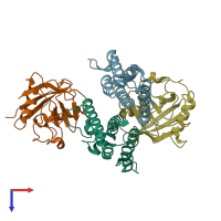 PDB entry 2x83 coloured by chain, top view.