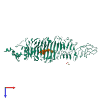 PDB entry 2x85 coloured by chain, top view.