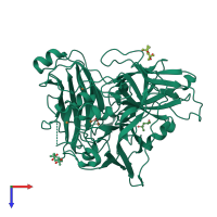 PDB entry 2x88 coloured by chain, top view.