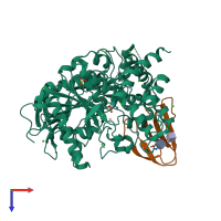 PDB entry 2x8b coloured by chain, top view.