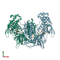 PDB entry 2x8c coloured by chain, front view.