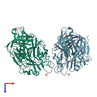 PDB entry 2x8f coloured by chain, top view.