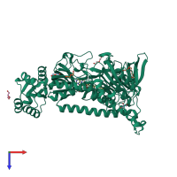 PDB entry 2x8g coloured by chain, top view.